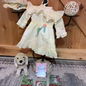 American Girl Retired Samantha’s Lawn Party Outfit and dog Jip.